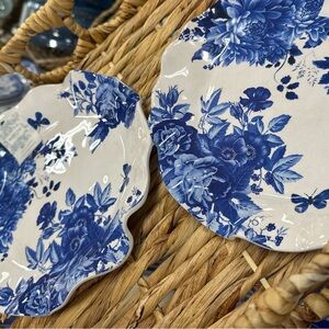 4 Shabby Chic Blue Floral Dinner Plate